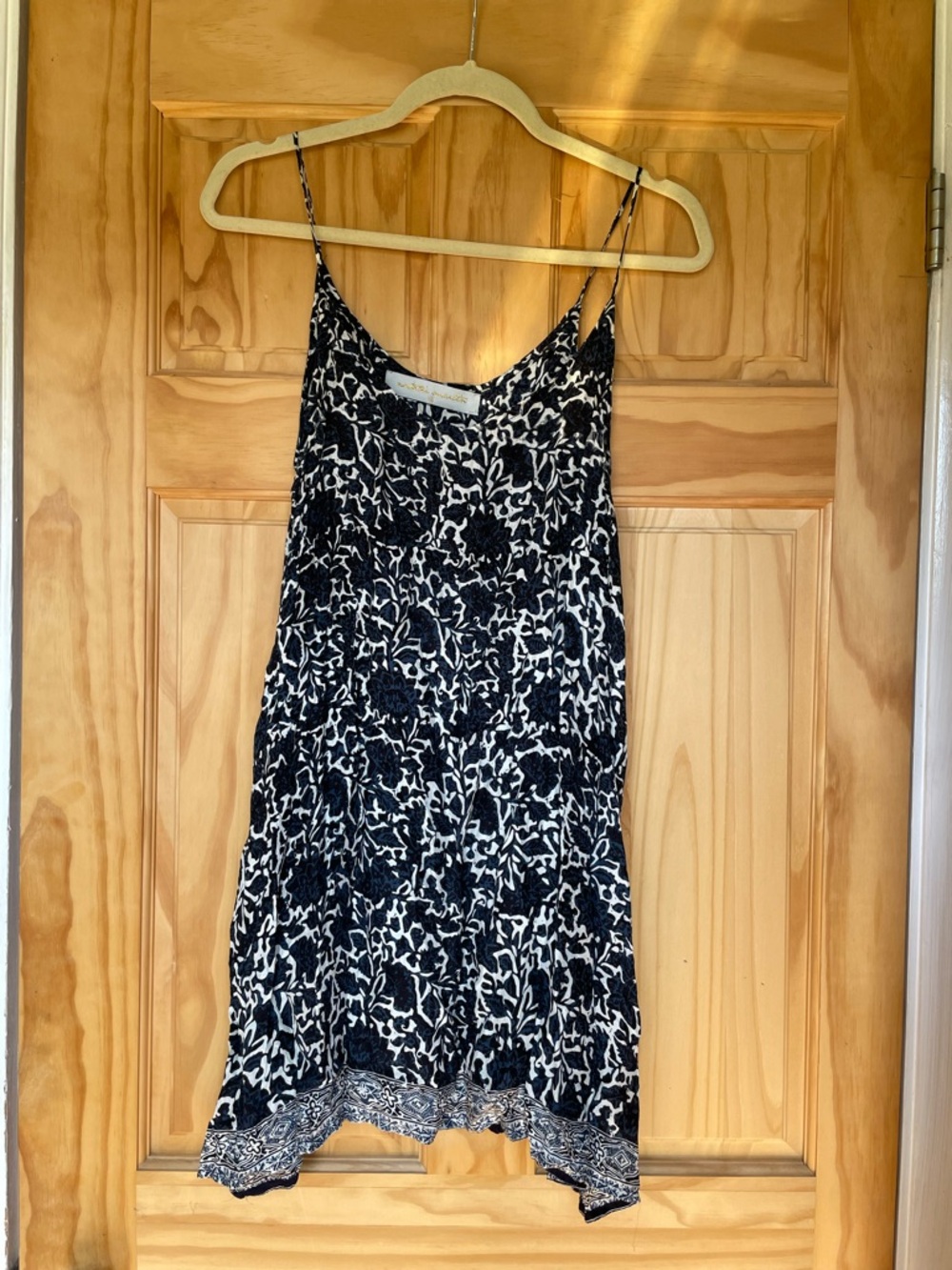 Natalie Martin Navy & White Floral Silk Slip Dress